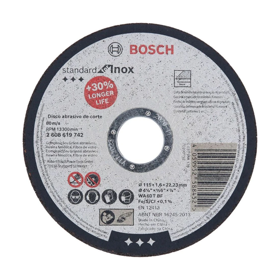 Disco de corte 115 mm espesor 1,6 mm